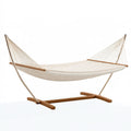 Hamac sur pied 300 x 110 x 110 cm en corde de coton blanc et bois pour extérieur