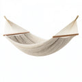 Hamac 300 x 120 cm en coton écru avec barres en bois style bohème