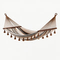 Hamac 200 x 100 cm en coton beige marron et gris avec barres en bois style bohème