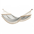 Hamac 300 x 100 cm en tissu gris pour jardin à franges bohèmes