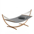 Hamac avec support 320 x 120 cm bois et tissu gris pour jardin