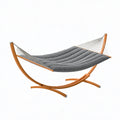 Hamac sur pied 320 cm en bois gris pour extérieur avec toile matelassée