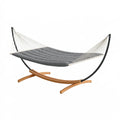 Hamac sur pied 300 x 120 cm en bois métal et tissu gris - Relaxation extérieure contemporaine