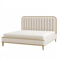 Lit 160 x 200 cm en tissu beige et métal doré - style contemporain capitonné